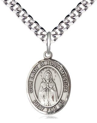 Pewter Our Lady of Rosa Mystica Medal Religious Jewelry Engraved Catholic Saint Jewelry