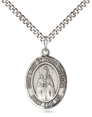 Pewter Our Lady of Rosa Mystica Medal Religious Jewelry Engraved Catholic Saint Jewelry