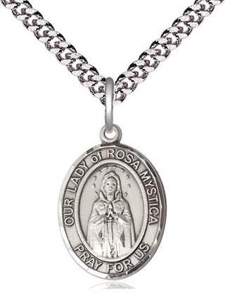 Pewter Our Lady of Rosa Mystica Medal Religious Jewelry Engraved Catholic Saint Jewelry
