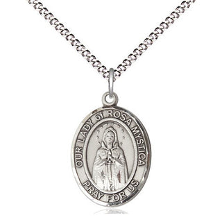Sterling Silver Our Lady of Rosa Mystica Medal Religious Jewelry Engraved Catholic Saint Jewelry
