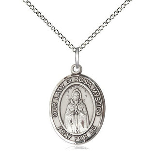 Sterling Silver Our Lady of Rosa Mystica Medal Religious Jewelry Engraved Catholic Saint Jewelry