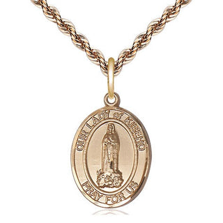14kt Gold Our Lady of Kibeho Medal Engraved Catholic Saint Jewelry