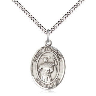 Sterling Silver Saint Theodore Stratelates Medal Religious Jewelry Engraved Catholic Saint Jewelry
