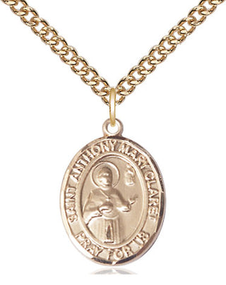 14kt Gold Saint Anthony Mary Claret Medal Engraved Catholic Saint Jewelry