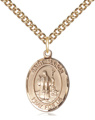 14kt Gold Filled Saint Maron Medal Religious Jewelry Engraved Catholic Saint Jewelry