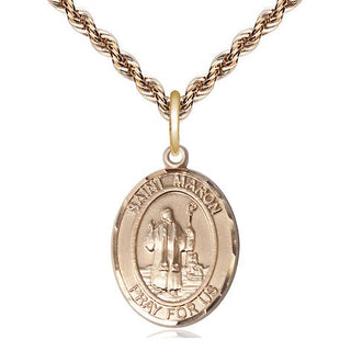 14kt Gold Filled Saint Maron Medal Religious Jewelry Engraved Catholic Saint Jewelry