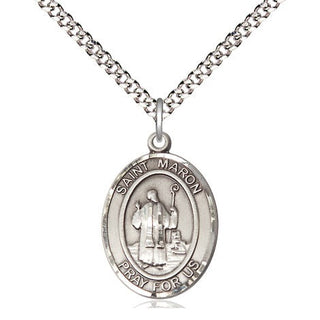 Pewter Saint Maron Medal Religious Jewelry Engraved Catholic Saint Jewelry