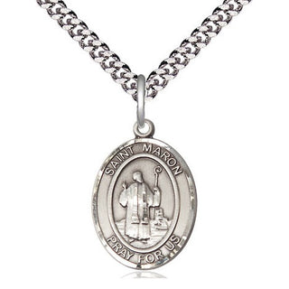Pewter Saint Maron Medal Religious Jewelry Engraved Catholic Saint Jewelry