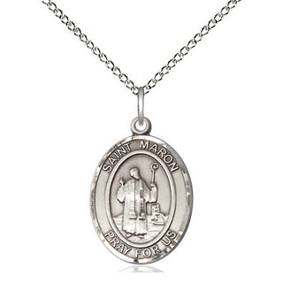 Sterling Silver Saint Maron Medal Religious Jewelry Engraved Catholic Saint Jewelry