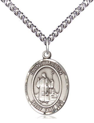 Sterling Silver Saint Maron Medal Religious Jewelry Engraved Catholic Saint Jewelry