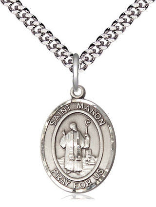 Sterling Silver Saint Maron Medal Religious Jewelry Engraved Catholic Saint Jewelry