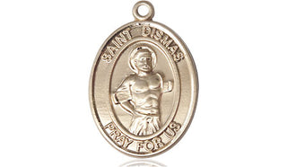 14kt Gold Saint Dismas Medal Engraved Catholic Saint Jewelry