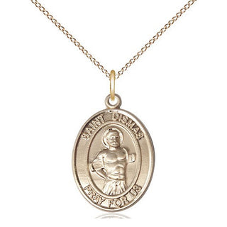 14kt Gold Saint Dismas Medal Engraved Catholic Saint Jewelry