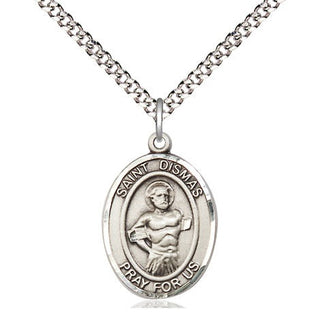 Sterling Silver Saint Dismas Medal Religious Jewelry Engraved Catholic Saint Jewelry