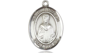 Sterling Silver Saint Winifred of Wales Medal Religious Jewelry Engraved Catholic Saint Jewelry