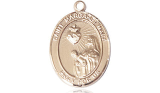 14kt Gold Saint Margaret Mary Alacoque Medal Engraved Catholic Saint Jewelry