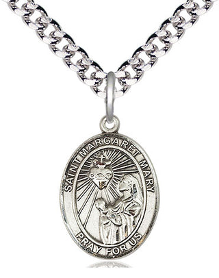 Pewter Saint Margaret Mary Alacoque Medal Religious Jewelry Engraved Catholic Saint Jewelry
