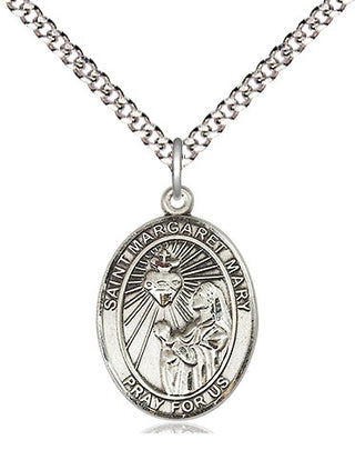 Pewter Saint Margaret Mary Alacoque Medal Religious Jewelry Engraved Catholic Saint Jewelry