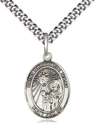 Pewter Saint Margaret Mary Alacoque Medal Religious Jewelry Engraved Catholic Saint Jewelry