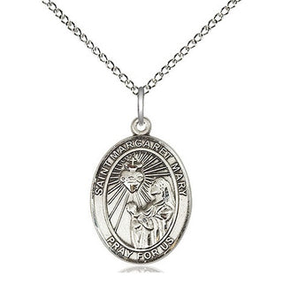 Sterling Silver Saint Margaret Mary Alacoque Medal Religious Jewelry Engraved Catholic Saint Jewelry