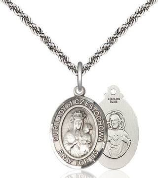 Sterling Silver Our Lady of Czestochowa Medal Religious Jewelry