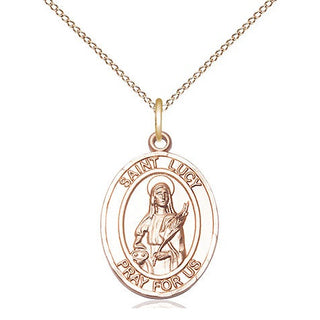 14kt Gold Filled Saint Lucy Medal Religious Jewelry Engraved Catholic Saint Jewelry