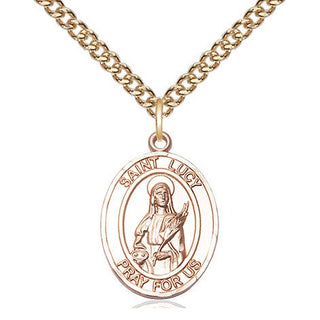 14kt Gold Filled Saint Lucy Medal Religious Jewelry Engraved Catholic Saint Jewelry