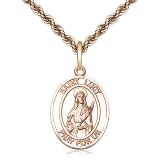 14kt Gold Filled Saint Lucy Medal Religious Jewelry Engraved Catholic Saint Jewelry