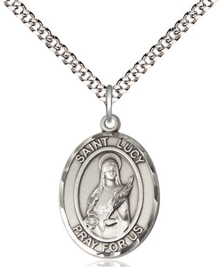 Pewter Saint Lucy Medal Religious Jewelry Engraved Catholic Saint Jewelry