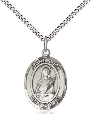 Sterling Silver Saint Lucy Medal Religious Jewelry Engraved Catholic Saint Jewelry