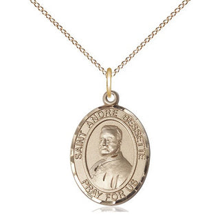 14kt Gold Filled Saint Andre Bessette Medal Religious Jewelry Engraved Catholic Saint Jewelry
