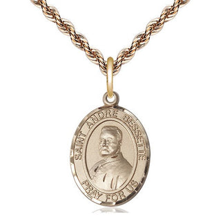 14kt Gold Filled Saint Andre Bessette Medal Religious Jewelry Engraved Catholic Saint Jewelry