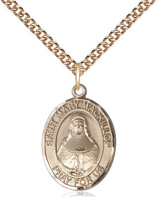 14kt Gold Saint Mary Mackillop Medal Engraved Catholic Saint Jewelry