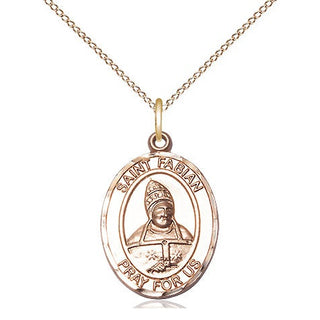14kt Gold Filled Saint Fabian Medal Religious Jewelry Engraved Catholic Saint Jewelry