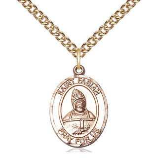 14kt Gold Filled Saint Fabian Medal Religious Jewelry Engraved Catholic Saint Jewelry