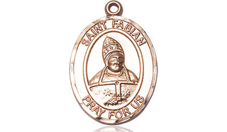 14kt Gold Saint Fabian Medal Engraved Catholic Saint Jewelry