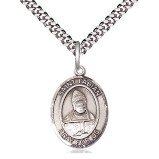 Pewter Saint Fabian Medal Religious Jewelry Engraved Catholic Saint Jewelry
