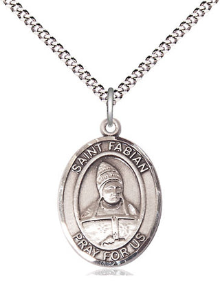 Sterling Silver Saint Fabian Medal Religious Jewelry Engraved Catholic Saint Jewelry