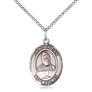 Sterling Silver Saint Fabian Medal Religious Jewelry Engraved Catholic Saint Jewelry
