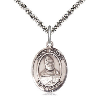 Sterling Silver Saint Fabian Medal Religious Jewelry Engraved Catholic Saint Jewelry