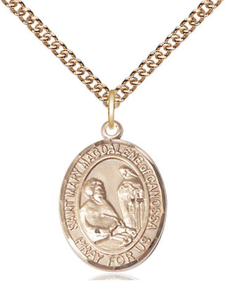 14kt Gold Saint Mary Magdalene of Canossa Medal Engraved Catholic Saint Jewelry