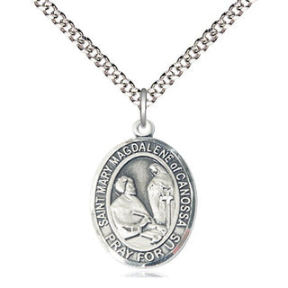 Sterling Silver Saint Mary Magdalene of Canossa Medal Religious Jewelry Engraved Catholic Saint Jewelry