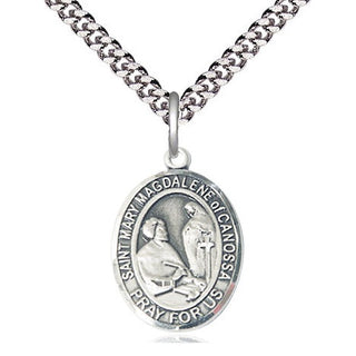 Sterling Silver Saint Mary Magdalene of Canossa Medal Religious Jewelry Engraved Catholic Saint Jewelry