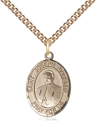 14kt Gold Saint Joseph Marello Medal Engraved Catholic Saint Jewelry
