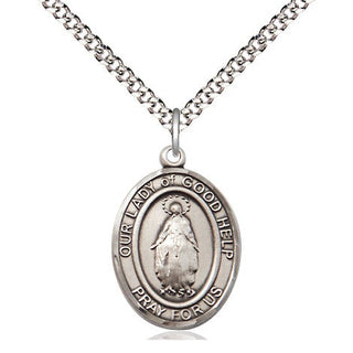 Pewter Our Lady Of Good Help Medal Religious Jewelry Engraved Catholic Saint Jewelry
