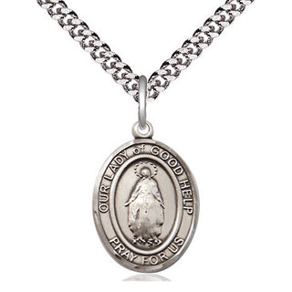 Pewter Our Lady Of Good Help Medal Religious Jewelry Engraved Catholic Saint Jewelry