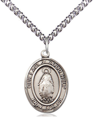 Sterling Silver Our Lady Of Good Help Medal Religious Jewelry Engraved Catholic Saint Jewelry