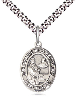 Pewter Saint Claude de la Colombiere Medal Religious Jewelry Engraved Catholic Saint Jewelry