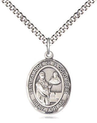 Pewter Saint Claude de la Colombiere Medal Religious Jewelry Engraved Catholic Saint Jewelry