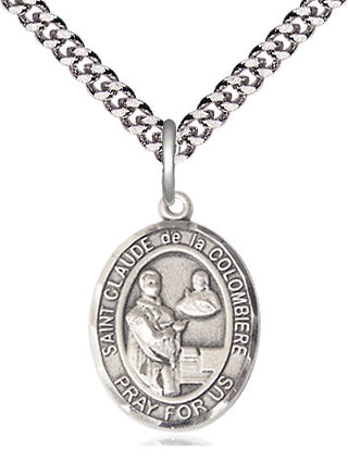 Pewter Saint Claude de la Colombiere Medal Religious Jewelry Engraved Catholic Saint Jewelry